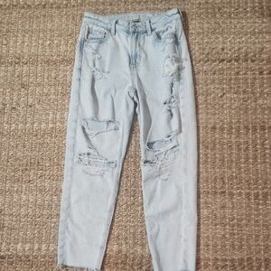 American Eagle Outfitters Light Wash Ripped Ankle Jeans